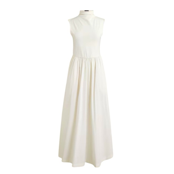 J. Crew Dresses & Skirts - J.Crew Fitted knit mockneck dress with poplin skirt in natural